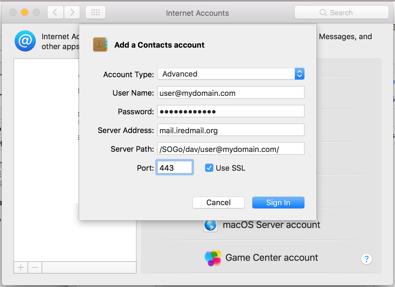 update password on internet accounts for mac