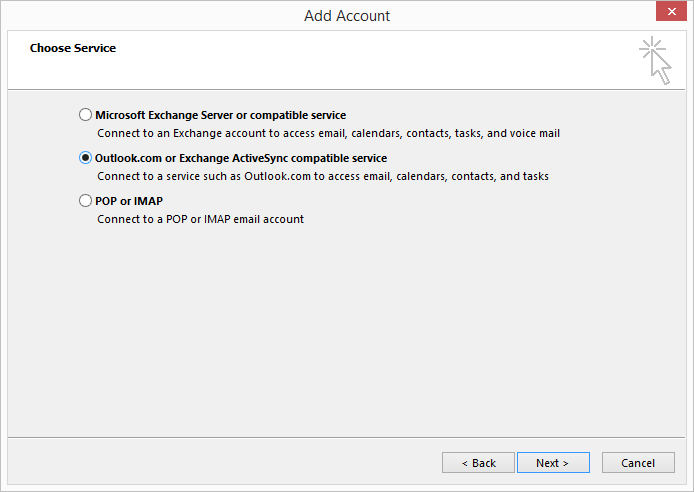 how to connect outlook to exchange server 2013