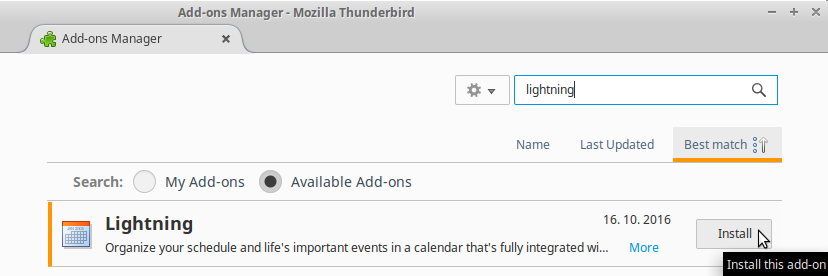 Mozilla Thunderbird Calendar